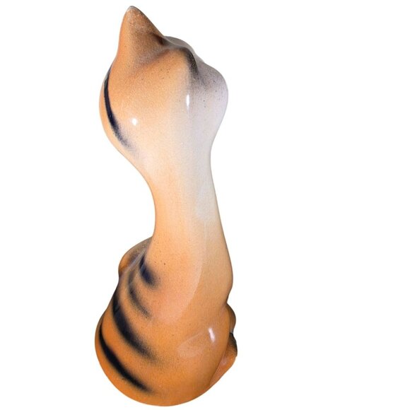 Vtg Ceramic Cat Figurine MCM Hand-Painted Stripes Glossy Finish tiger tabby - Picture 3 of 7